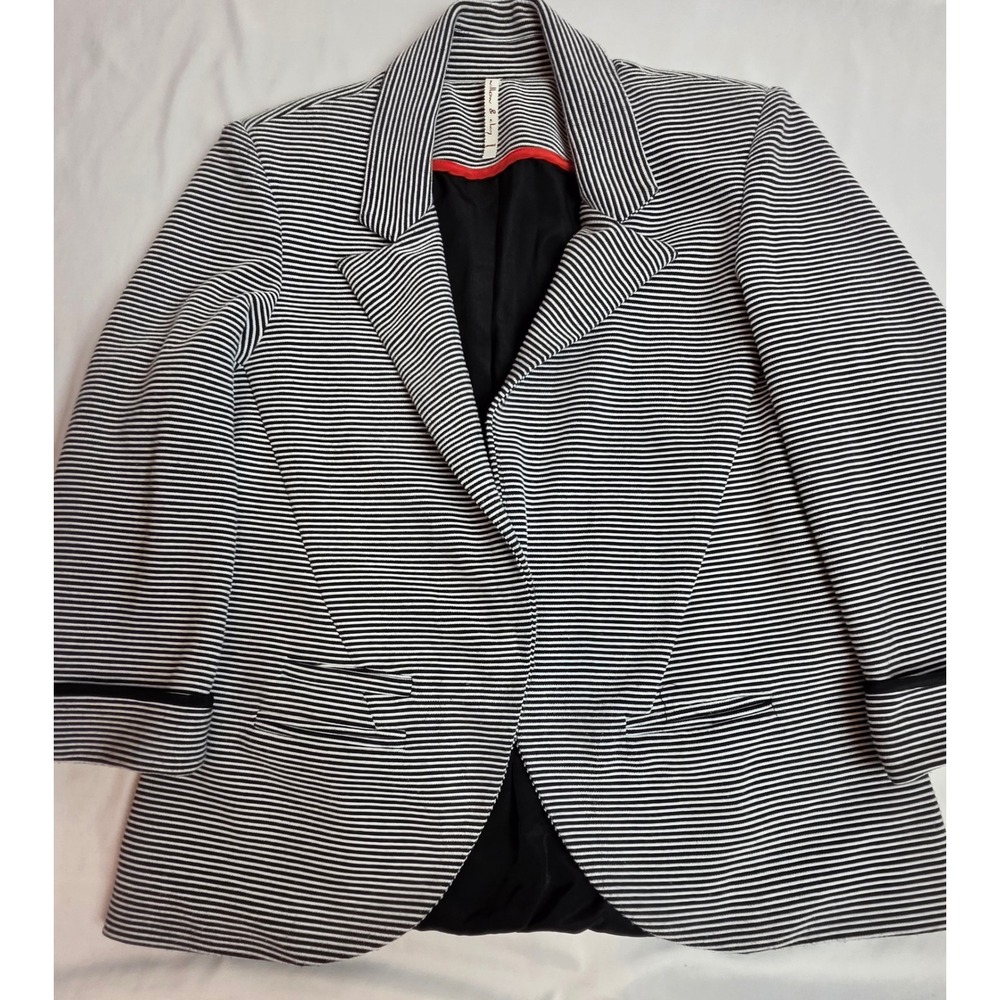 Willow & Clay Striped Blazer Black White Nautical Preppy Career WJ206CAT Sz M